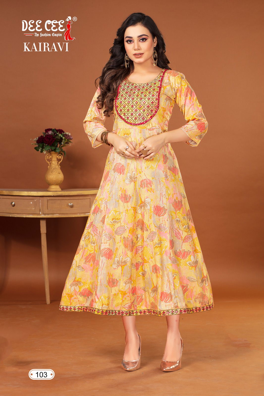 Kairavi By Dee Cee Rayon Foil Printed Anarkali Kurtis Wholesale Clothing Suppliers In India